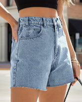 Flvsun-Women's Y2K Elegant A-Line Loose Fit Denim Shorts with Tassel Details - Washed Casual Summer Shorts