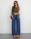 Flvsun-Wide Leg Jeans for Women Casual High Waist Baggy Jeans Denim Pants