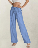 Flvsun-Women's High Waisted Wide Leg Jeans Casual Drawstring Pull on Denim Pants for Trendy 2025.
