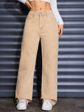 Flvsun-Women's Vintage-Inspired Straight Leg Jeans | Mid Waist, Lightweight