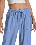 Flvsun-Women's High Waisted Wide Leg Jeans Casual Drawstring Pull on Denim Pants for Trendy 2025.