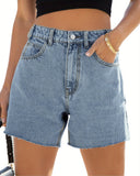 Flvsun-Women's Y2K Elegant A-Line Loose Fit Denim Shorts with Tassel Details
