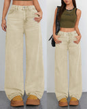 Flvsun-Wide Leg Jeans for Women Casual High Waist Baggy Jeans Denim Pants