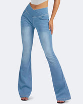 Flvsun-Women's Bell Bottom Jeans Low Waist Classic Stretch Flared Jeans Denim Bell Bottom Pants