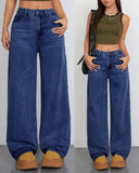 Flvsun-Wide Leg Jeans for Women Casual High Waist Baggy Jeans Denim Pants