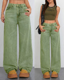 Flvsun-Wide Leg Jeans for Women Casual High Waist Baggy Jeans Denim Pants