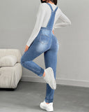 Flvsun-Women's Skinny Back Pants with Adjustable Straps - High-Stretch Denim, Classic Elegant Style