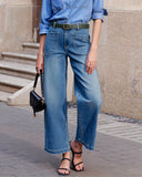 Flvsun-Women'S High-Waisted Stretch Denim Wide-Leg Pants