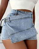 Flvsun Womens Skort Denim Mini Skirt for Women