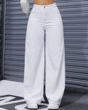 Flvsun-Women Loose Fit Wide Leg Casual Denim Pants With Pockets