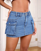 Flvsun-Women's Casual Denim Pencil Skirt With Pockets