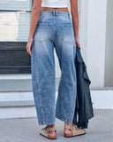 Flvsun-Women's Barrel Jeans Wide Leg Baggy Balloon Jeans Denim Pants Y2k Retro Style Boyfriend Jeans