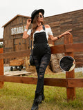 Flvsun-Women's Stretchy Distressed Skinny Denim Jumpsuit with Adjustable Straps