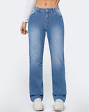 Flvsun-Straight Leg Jeans for Women High Waisted Wide Leg Denim Pants Trendy Stretchy Loose Trouser