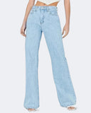 Flvsun-Women's Casual High Waist Straight Jeans