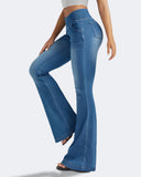Flvsun-Women's Bell Bottom Jeans Low Waist Classic Stretch Flared Jeans Denim Bell Bottom Pants