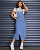 Flvsun-Women's Classic Denim Overalls Skirt with Adjustable Straps