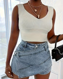 Flvsun Womens Skort Denim Mini Skirt for Women