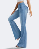 Flvsun-Women's Bell Bottom Jeans Low Waist Classic Stretch Flared Jeans Denim Bell Bottom Pants