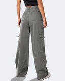 Flvsun-Cargo Pants Women High Waist Baggy Cargo Jeans