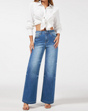 Flvsun-Straight Leg Jeans for Women High Waisted Wide Leg Denim Pants Trendy Stretchy Loose Trouser