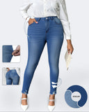 Flvsun-Plus Size Skinny Jeans for Women, High Waisted Stretch Jeans with Tummy Control, Butt Lifting Slimming Ankle Pants, Comfortable Fashion Denim