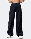 Flvsun-Women_s High Waist Cargo Jeans Flap Pocket