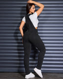 Flvsun-Women's Stretchy Distressed Skinny Denim Jumpsuit with Adjustable Straps