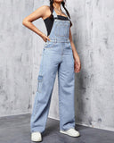 Flvsun-Womens Overalls Demin Wide Leg Cargo jumpsuit Loose Fit Bib Baggy Jean Overalls Adjustable Straps for Women.