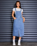 Flvsun-Women's Classic Denim Overalls Skirt with Adjustable Straps