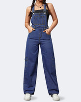 Flvsun-Womens Overalls Denim Straight Wide Leg Jeans