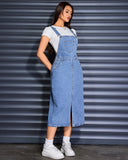 Flvsun-Women's Classic Denim Overalls Skirt with Adjustable Straps