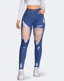 Flvsun-Women's High Waisted Skinny Ripped Jeans