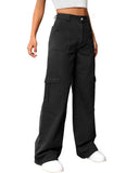 Flvsun-Cargo Pants Women High Waist Baggy Cargo Jeans