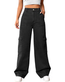 Flvsun-Cargo Pants Women High Waist Baggy Cargo Jeans