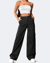 Flvsun-Cargo Pants Women High Waist Baggy Cargo Jeans