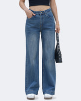 Flvsun-Women's High Waist Baggy Jeans - Vintage Wide Leg Denim