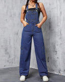 Flvsun-Womens Overalls Denim Straight Wide Leg Jeans