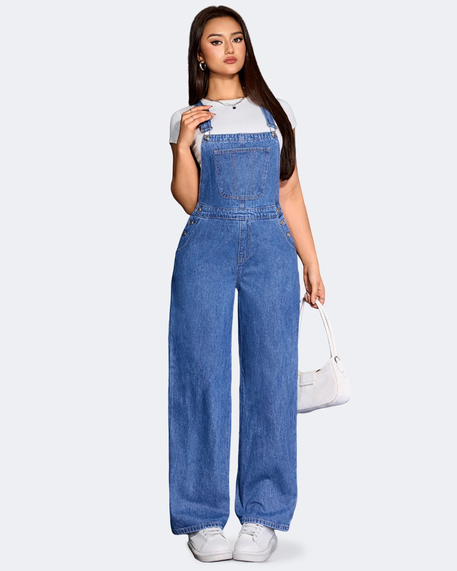 Flvsun-Womens Overalls Denim Straight Wide Leg Jeans Denim Overalls with Adjustable Straps