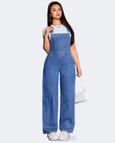 Flvsun-Womens Overalls Denim Straight Wide Leg Jeans Denim Overalls with Adjustable Straps