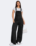 Flvsun-Womens Overalls Denim Straight Wide Leg Jeans