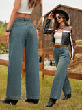 Flvsun-Women High Waist Baggy Jeans Vintage Wide Leg Jeans Loose Boyfriend Jeans Denim Pants Y2K