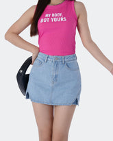 Flvsun Women's Denim Skort - High Waist Side Slit Shorts