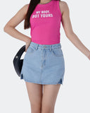 Flvsun Women's Denim Skort - High Waist Side Slit Shorts