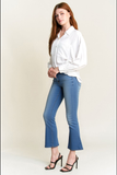 Flvsun-Plus Size High-Waisted Flare Jeans - Vintage Stretch Denim, Slim-Fit Casual Goddess Pants that Lift & Lengthen