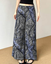 Flvsun-Plus Size Printed Straight-Leg Jeans for Women - Mid-Rise Vintage Denim Pants, Flattering and Lengthening Casual Chic Trousers