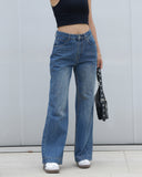 Flvsun-Women's High Waist Baggy Jeans - Vintage Wide Leg Denim