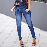 Flvsun-2025 New Women's Slim Stretch Mid-Rise Jeans - High-Stretch Denim Leggings with Color