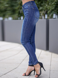 Flvsun-2025 New Women's Slim Stretch Mid-Rise Jeans - High-Stretch Denim Leggings with Color