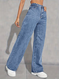 Flvsun-Wide Leg Jeans for Women Casual High Waist Baggy Jeans Denim Pants